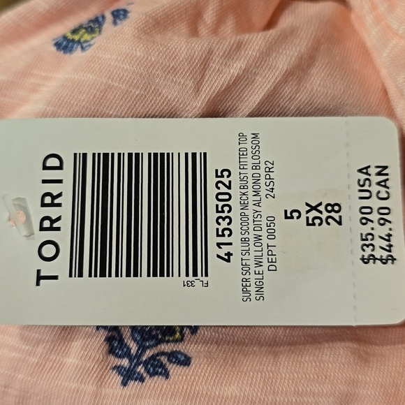 Torrid - Super Soft Slub Scoop Neck Bust Fitted Top in Almond Blossom Pink​​​ - Picture 8 of 14